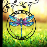 Custom Dragonfly Garden Metal Sign Dragonfly Garden Sign Personalized Garden Decor Custom Garden Name Sign Dragonfly