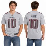 Custom Drake Maye New England Patriots Fan Inspired Atmosphere Fashion Game Jersey - Gray