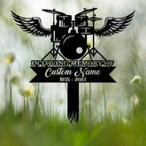 Custom Drummer Metal Memorial Stake Personalized Drum Player Name Sign Grave Marker Remembrance Stake Sympathy Gifts