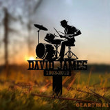 Custom Drummer Metal Memorial Stake Personalized Drum Player Name Sign Grave Marker Remembrance Stake Sympathy Gifts