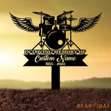Custom Drummer Metal Memorial Stake Personalized Drum Player Name Sign Grave Marker Remembrance Stake Sympathy Gifts