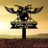 Custom Drummer Metal Memorial Stake Personalized Drum Player Name Sign Grave Marker Remembrance Stake Sympathy Gifts