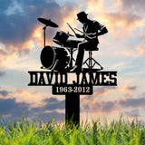 Custom Drummer Metal Memorial Stake Personalized Drum Player Name Sign Grave Marker Remembrance Stake Sympathy Gifts