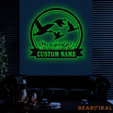 Custom Duck Hunting Metal Sign with LED Light Personalized Hunter Name Sign Duck Cabin Decoration Housewarming Gifts