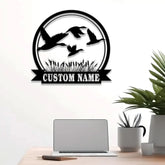 Custom Duck Hunting Metal Sign with LED Light Personalized Hunter Name Sign Duck Cabin Decoration Housewarming Gifts