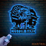 Custom Eagle Kneeling Soldier Metal Wall Art Led Light US Soldier Metal Sign Veteran Name Sign Patriotic Gift Veteran