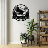 Custom Eagle Metal Wall Art LED Light Custom Outdoor Eagle Monogram Metal Wall Hanging Eagle Home Decor Metal Wall Art