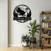 Custom Eagle Metal Wall Art LED Light Custom Outdoor Eagle Monogram Metal Wall Hanging Eagle Home Decor Metal Wall Art