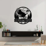 Custom Eagle Metal Wall Art LED Light Custom Outdoor Eagle Monogram Metal Wall Hanging Eagle Home Decor Metal Wall Art