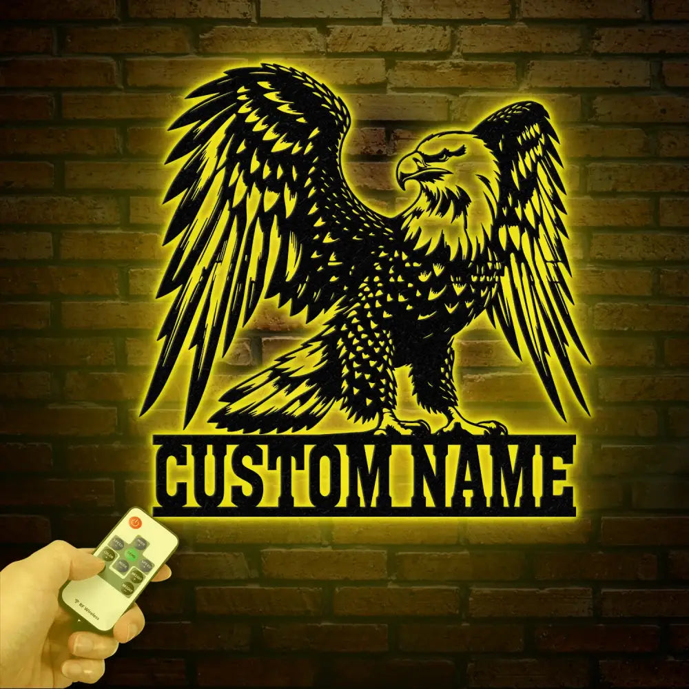 Custom Eagle Metal Wall Art with Lights Personalized American Eagle Sign Patriotic Wall Decor Living Room Decor Unique