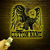 Custom Eagle Metal Wall Art with Lights Personalized American Eagle Sign Patriotic Wall Decor Living Room Decor Unique