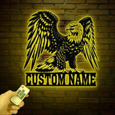Custom Eagle Metal Wall Art with Lights Personalized American Eagle Sign Patriotic Wall Decor Living Room Decor Unique