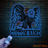 Custom Eagle Metal Wall Art with Lights Personalized American Eagle Sign Patriotic Wall Decor Living Room Decor Unique