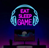 Custom Eat Sleep Game Neon Sign Game Headphone Led Light Game Zone Neon Sign Gaming Neon Light Gamer Room Art