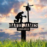 Custom Electrician Lineman with Cross Memorial Stake Lineman Memorial Sign Sympathy Sign Grave Marker Remembrance Stake