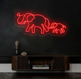 Custom Elephant Neon Sign – Color-Changing LED Neon Light – Mother and Baby Elephant Wall Art for Nursery or Home Decor