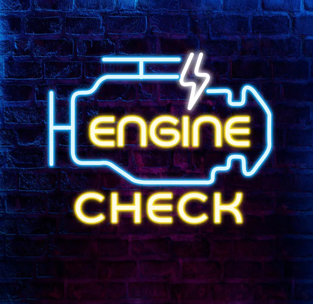 Custom Engine Check Neon Garage Sign UV Neon Sign Garage Sign Custom Neon Sign Birthday Gift For Dad Workshop Sign