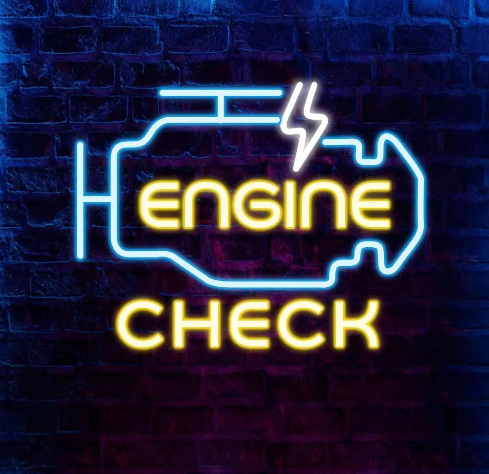 Custom Engine Check Neon Garage Sign UV Neon Sign Garage Sign Custom Neon Sign Birthday Gift For Dad Workshop Sign