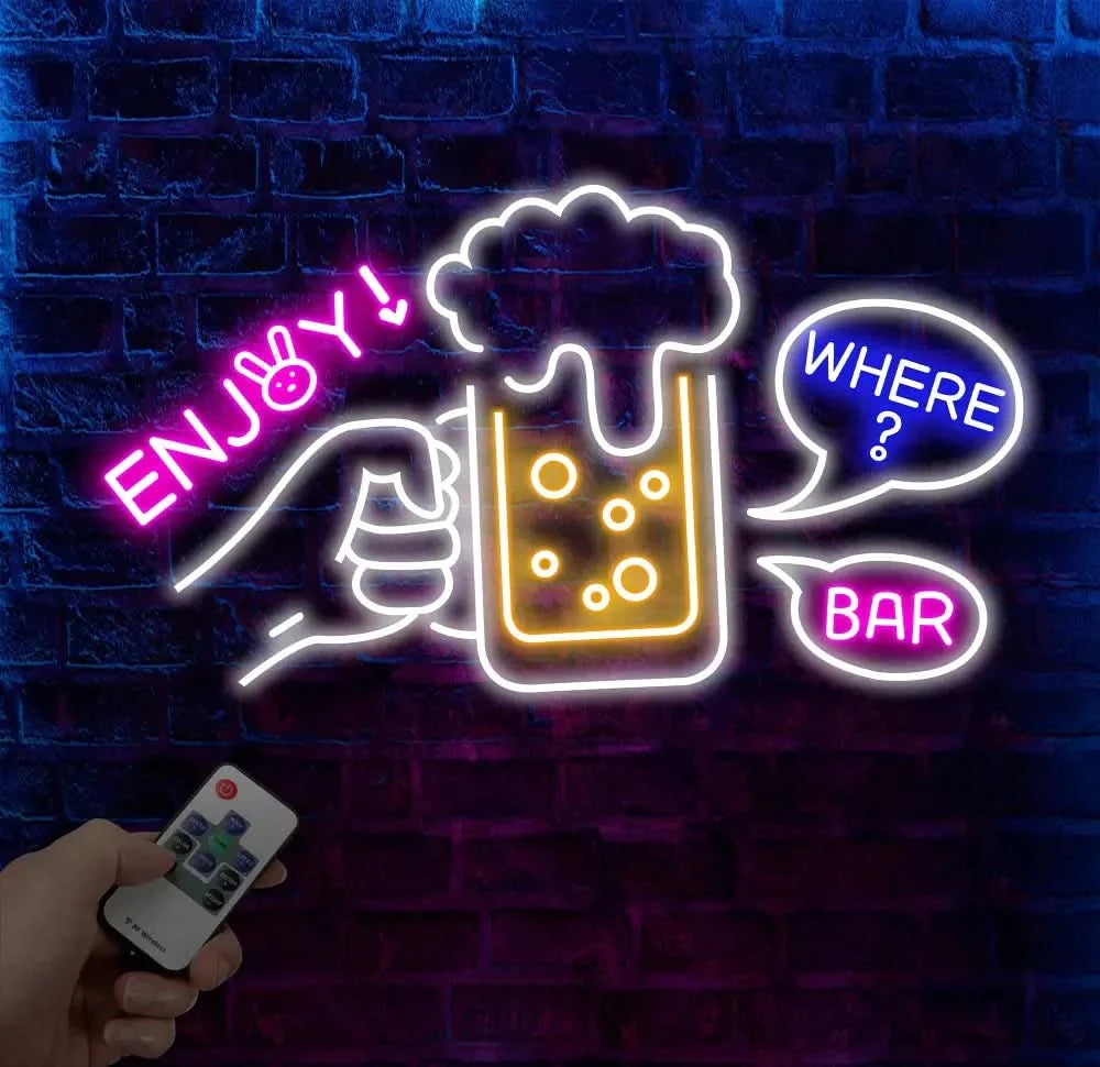 Custom Enjoy Neon Beer Bar Sign Personalized Bar Club Neon Signs Neon Sign Home Bar Decor Bar Decoration Neon Lights
