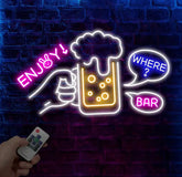 Custom Enjoy Neon Beer Bar Sign Personalized Bar Club Neon Signs Neon Sign Home Bar Decor Bar Decoration Neon Lights