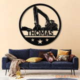 Custom Excavator Driver Metal Wall Art LED Light Personalized Excavator Name Sign Nursery Sign Construction Decoration