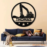 Custom Excavator Driver Metal Wall Art LED Light Personalized Excavator Name Sign Nursery Sign Construction Decoration
