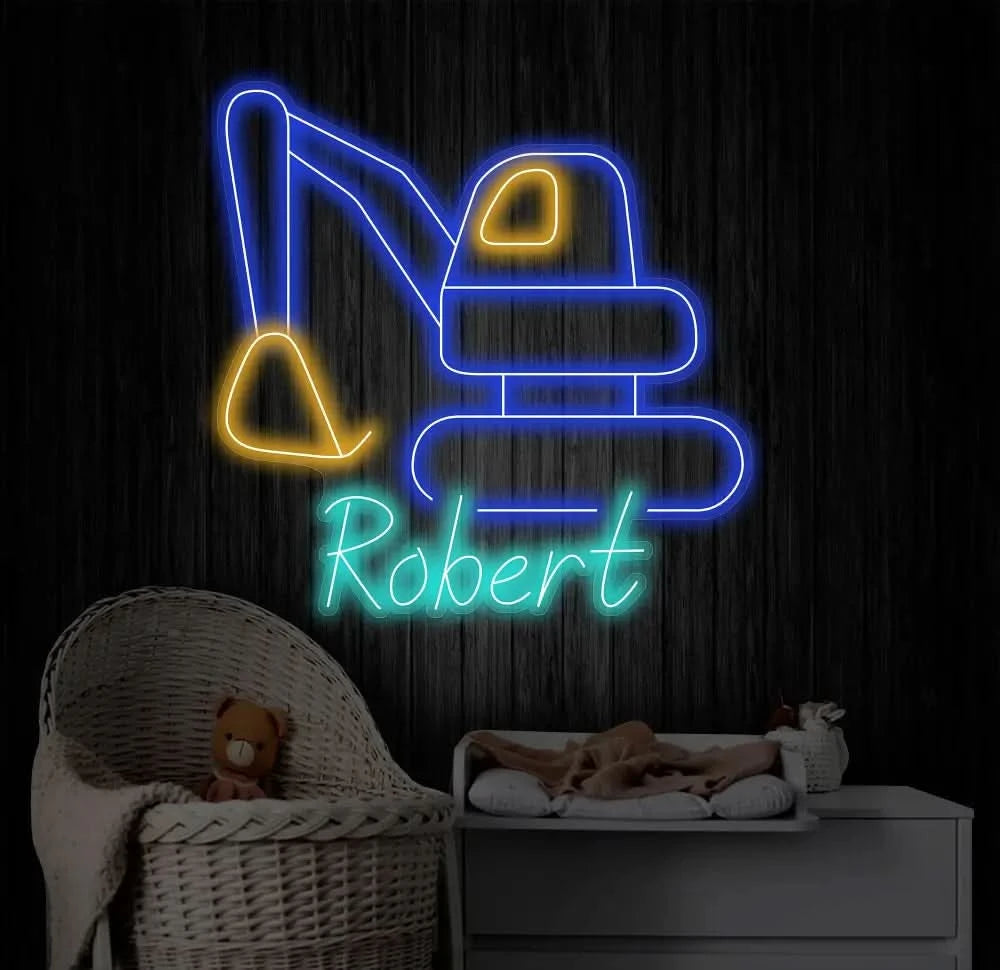Custom Excavator Driver Wall Art Neon Sign Personalized Excavator Name Sign Home Decor Construction Decoration Birthday