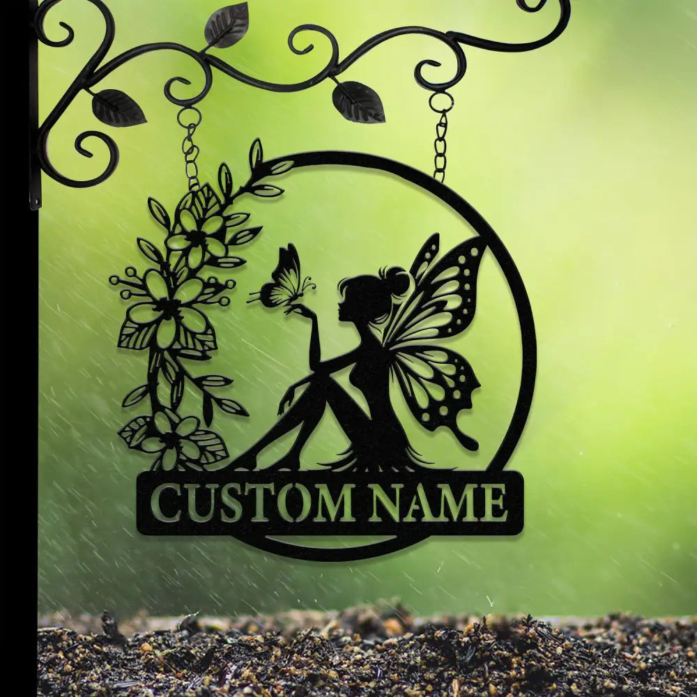 Custom Fairy Metal Garden Sign Flower Garden Sign Fairy Garden Decor Outdoor Garden Yard Decor Metal Fairy Garden Art