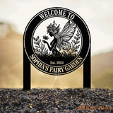 Custom Fairy Metal Garden Sign Flower Garden Sign Fairy Garden Stake Outdoor Garden Yard Decor Metal Fairy Garden Art