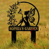 Custom Fairy Metal Garden Sign Flower Garden Sign Fairy Garden Stake Outdoor Garden Yard Decor Metal Fairy Garden Art