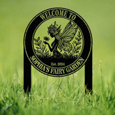 Custom Fairy Metal Garden Sign Flower Garden Sign Fairy Garden Stake Outdoor Garden Yard Decor Metal Fairy Garden Art