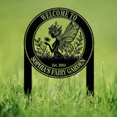 Custom Fairy Metal Garden Sign Flower Garden Sign Fairy Garden Stake Outdoor Garden Yard Decor Metal Fairy Garden Art