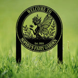 Custom Fairy Metal Garden Sign Flower Garden Sign Fairy Garden Stake Outdoor Garden Yard Decor Metal Fairy Garden Art