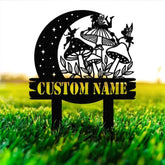 Custom Fairy Mushroom Garden Stake Metal Fairy Garden Sign,Personalized Garden Stake Metal Sign Yard Decor Garden Metal