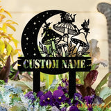 Custom Fairy Mushroom Garden Stake Metal Fairy Garden Sign,Personalized Garden Stake Metal Sign Yard Decor Garden Metal