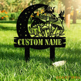 Custom Fairy Mushroom Garden Stake Metal Fairy Garden Sign,Personalized Garden Stake Metal Sign Yard Decor Garden Metal