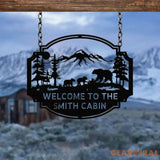 Custom Family Bear Cabin Sign Mountain Decor Personalized Metal Bear Sign Cabin Decor Outdoor Bear Decor Rustic Cabin