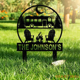 Custom Family Name Campers Metal Yard Sign with Led Lights Camping Car Trailer Stake Campsite Decor RV Decor Camping