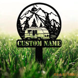 Custom Family Name Campers Metal Yard Sign with Led Lights Camping Car Trailer Stake Campsite Decor RV Decor Camping