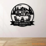 Custom Family Name Campers Metal Yard Sign with Led Lights Camping Car Trailer Stake Campsite Decor RV Decor Outdoor