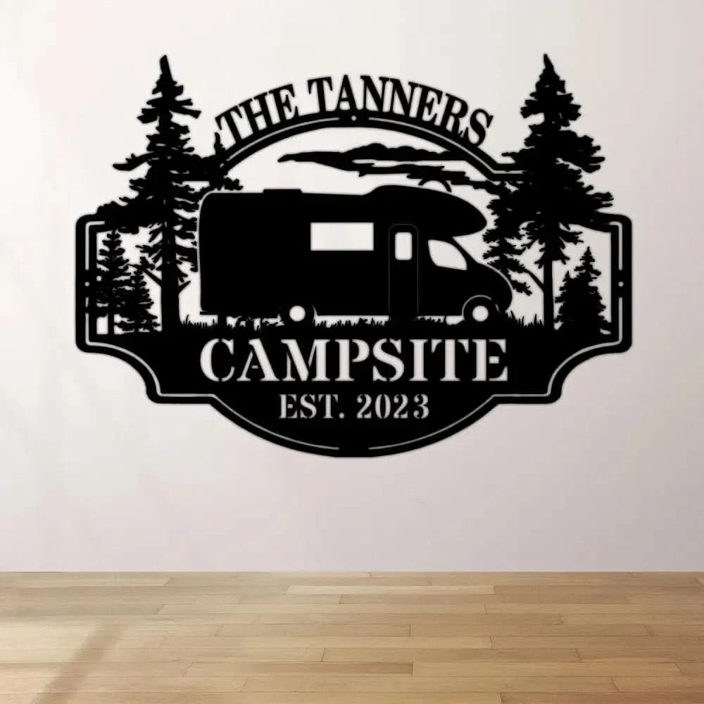 Custom Family Name Campers Metal Yard Sign with Led Lights Camping Car Trailer Stake Campsite Decor RV Decor Outdoor