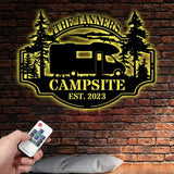 Custom Family Name Campers Metal Yard Sign with Led Lights Camping Car Trailer Stake Campsite Decor RV Decor Outdoor