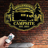 Custom Family Name Campers Metal Yard Sign with Led Lights Camping Car Trailer Stake Campsite Decor RV Decor Outdoor