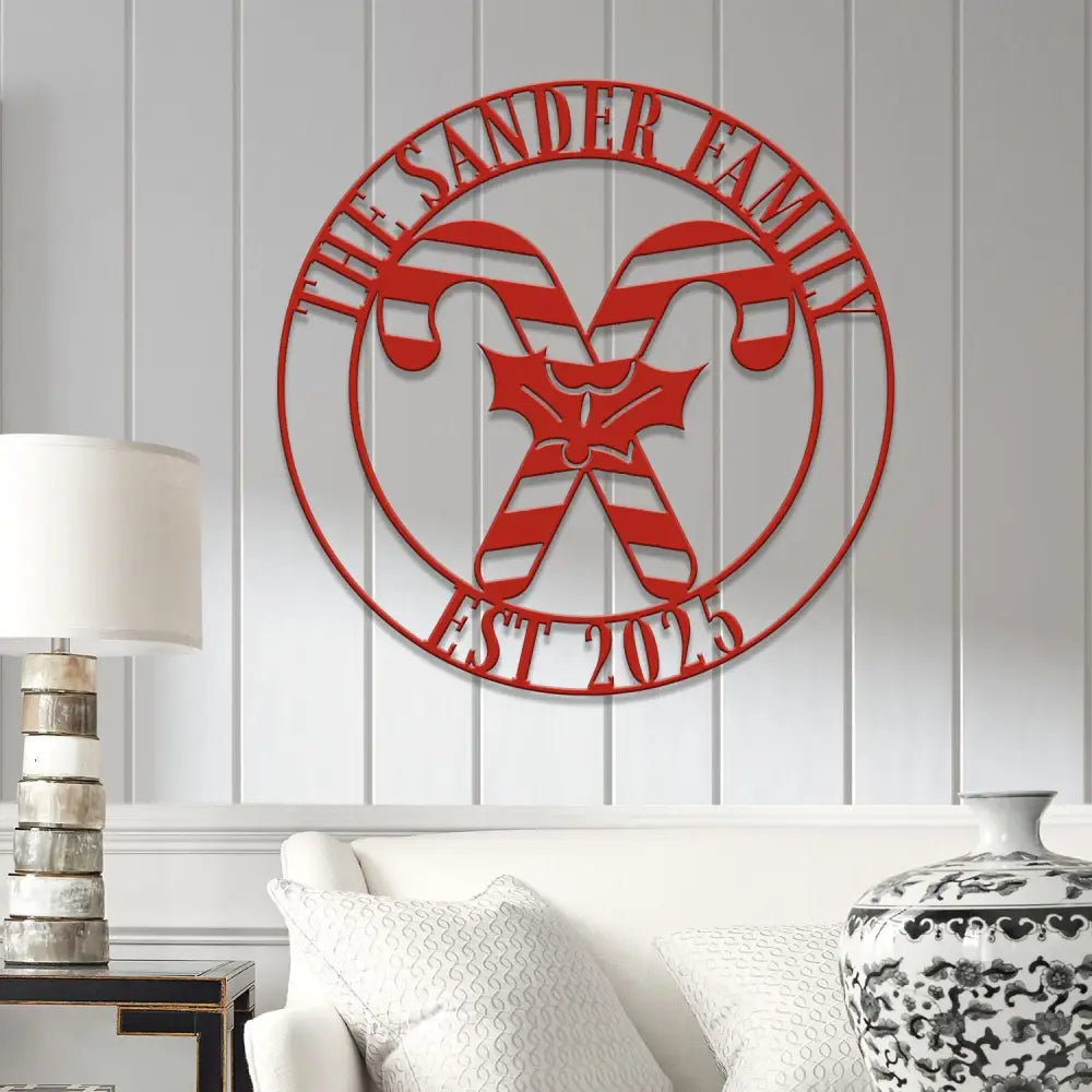 Custom Family Name Candy Cane Christmas Metal Sign Christmas Decor Christmas Decorations Holiday Decor Holiday Wall Art