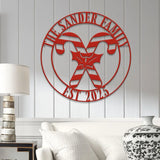 Custom Family Name Candy Cane Christmas Metal Sign Christmas Decor Christmas Decorations Holiday Decor Holiday Wall Art