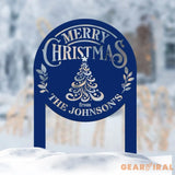 Custom Family Name Christmas Tree Metal Yard Stake Outdoor Christmas Decor Holiday Decor Merry Christmas Sign Outdoor
