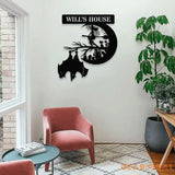 Custom Family Name Halloween Metal LED Sign - Personalized Monogram Wall Art - Last Name Initial Hanging - Personalize