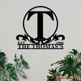 Custom Family Name Monogram Sign Last Name Wall Hanging Initial Metal Decor Family Name Monogram Living Room Decor