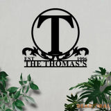 Custom Family Name Monogram Sign Last Name Wall Hanging Initial Metal Decor Family Name Monogram Living Room Decor