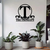 Custom Family Name Monogram Sign Last Name Wall Hanging Initial Metal Decor Family Name Monogram Living Room Decor